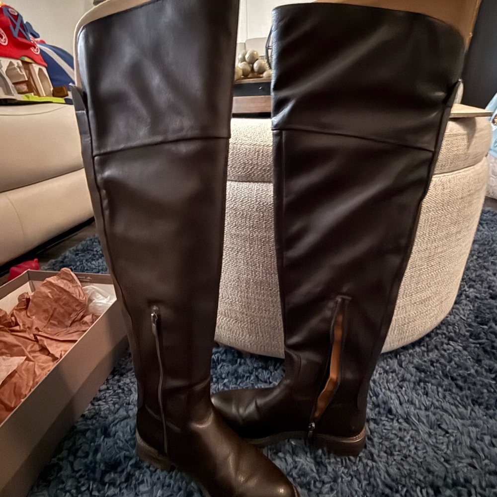 Franco Sarto Black and Brown Over-the-Knee Boots